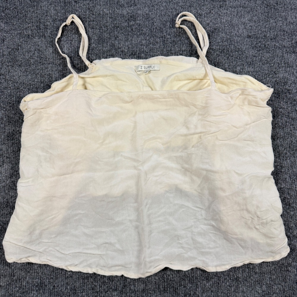 Z Supply Boho Cream Rayon Cami Tank Top with Built-in Shelf Bra XL Festival